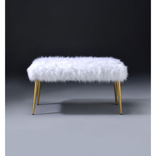 Charger l&#39;image dans la galerie, Bagley II Bench in White Faux Fur &amp; Gold 96450
