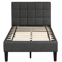 Load image into Gallery viewer, Upholstered Diamond Stitched Platform Bed (Twin, Gray)
