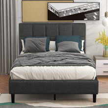 Load image into Gallery viewer, Upholstered Diamond Stitched Platform Bed (Twin, Gray)
