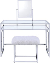 Load image into Gallery viewer, Carenze II Curio Cabinet in White Faux Fur &amp; Chrome 90314

