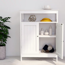 Charger l&#39;image dans la galerie, Bathroom standing storage with double shutter doors cabinet-White
