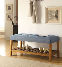 Load image into Gallery viewer, Charla Bench in Blue &amp; Oak 96684
