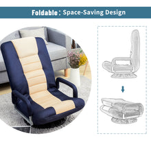 Загрузить изображение в средство просмотра галереи, Swivel Video Rocker Gaming Chair Adjustable 7-Position Floor Chair Folding Sofa Lounger,Blue+Beige
