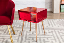 Görseli Galeri görüntüleyiciye yükleyin, MIRROR END TABLE  MIRROR NIGHTSTAND   ENDSIDE TABLE  (Wire  Red)
