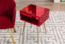 Load image into Gallery viewer, MIRROR END TABLE  MIRROR NIGHTSTAND   ENDSIDE TABLE  (Wire  Red)
