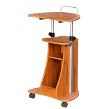 Lade das Bild in den Galerie-Viewer, Techni Mobili Sit-to-Stand Rolling Adjustable Height Laptop Cart With Storage, Woodgrain
