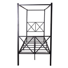 Charger l&#39;image dans la galerie, Metal Canopy Bed Frame, Platform Bed Frame Twin with X Shaped Frame, Twin Black
