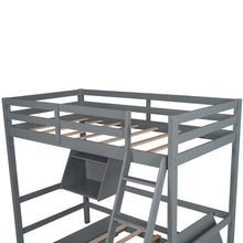 Load image into Gallery viewer, Twin Size Loft Bed Wood Bed with Convertible Lower Bed, Storage Drawer and Shelf ( Gray )

