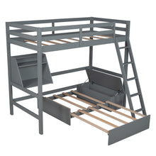 Görseli Galeri görüntüleyiciye yükleyin, Twin Size Loft Bed Wood Bed with Convertible Lower Bed, Storage Drawer and Shelf ( Gray )
