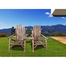 Load image into Gallery viewer, Wood Patio Chair Bench with Center Coffee Table, CarbonizedDouble chair
