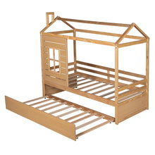 Загрузить изображение в средство просмотра галереи, Twin Size House Bed Wood Bed with Twin Size Trundle ( Natural )
