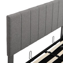 Загрузить изображение в средство просмотра галереи, Full size Upholstered Platform bed with a Hydraulic Storage System - Gray

