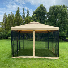 Charger l&#39;image dans la galerie, 10x10Ft Outdoor Patio Gazebo Canopy Tent With Ventilated Double Roof And Mosquito Net(Detachable Mesh Screen On All Sides),Suitable for Lawn, Garden, Backyard and Deck,Beige Top
