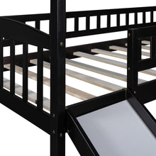 Carica l&#39;immagine nel visualizzatore di Gallery, Twin Loft Bed with Slide, House Bed with Slide,Espresso
