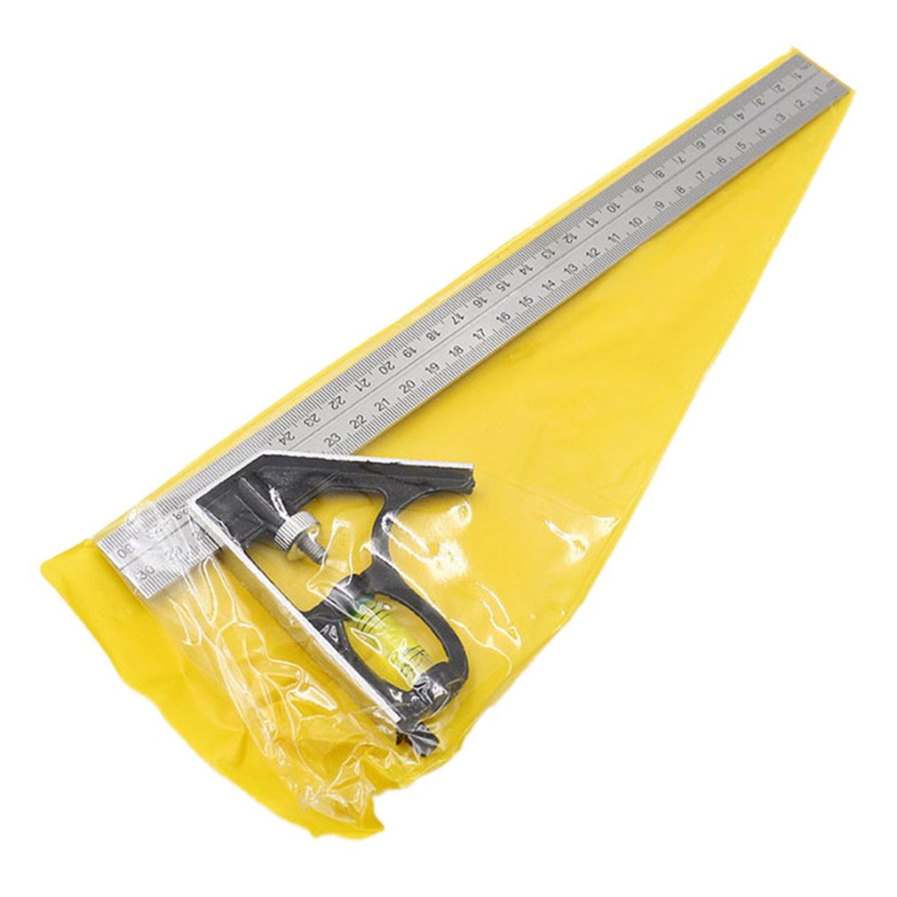 300Mm Adjustable Combination Square Angle Ruler 45 / 90 Degree With Bubble Level Multifunctional Gauge Measuring Tools