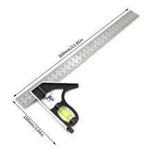 Charger l&#39;image dans la galerie, 300Mm Adjustable Combination Square Angle Ruler 45 / 90 Degree With Bubble Level Multifunctional Gauge Measuring Tools
