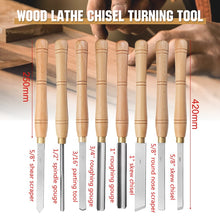 Carica l&#39;immagine nel visualizzatore di Gallery, Lathe Chisel Wood Turning Tool Brand New High Speed Steel With Wood Handle Woodworking Tool 8 Types Durable
