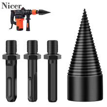 Charger l&#39;image dans la galerie, Firewood Machine Drill 32/42MM Wood Cone Punch Driver Square Shank/Round Shank/Hex Shank Drill Bit Split Drill Woodworking Tool
