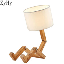Carica l&#39;immagine nel visualizzatore di Gallery, Robot Shape Wooden LED Table Lamp
