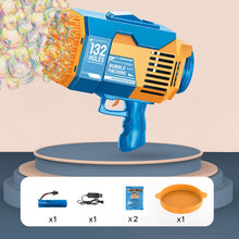 Carica l&#39;immagine nel visualizzatore di Gallery, Bubble Gun Rocket 69 Holes Soap Bubbles Machine Children‘s Gift Gun Shape Automatic Blower With Light Pomperos Toys For Kids
