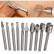 Load image into Gallery viewer, 10 Piece Set Of High Speed Steel Electric Grinder Grinding Head Woodworking Rotary Tungsten Carbide File Milling Cutter Carving

