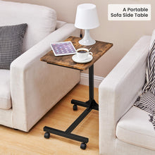 Charger l&#39;image dans la galerie, Side End Tables with Rolling Casters,C Shaped Table for Living Room, Bedroom,Brown
