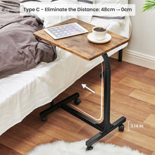 Lade das Bild in den Galerie-Viewer, Side End Tables with Rolling Casters,C Shaped Table for Living Room, Bedroom,Brown
