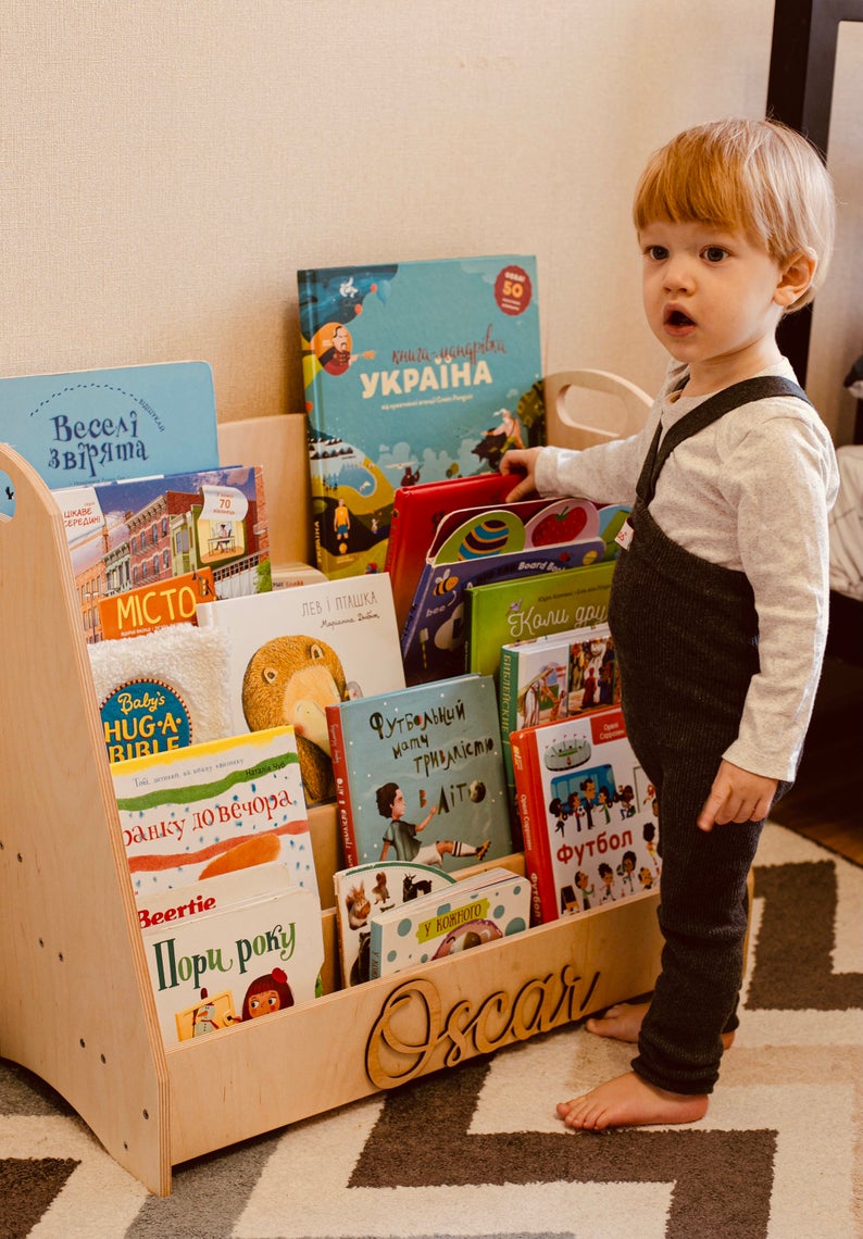Montessori bookshelf - Montessori furniture, Wood Toddler Bookcase, Shelf for kids, Modern bookshelf, Nursery wood decor