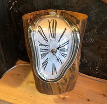 Load image into Gallery viewer, desk/table clock resin/epoxy/unique/live edge small/custom/vintage fractal burning rustic /slice/slab wooden/wood kitchen/Large wall clock
